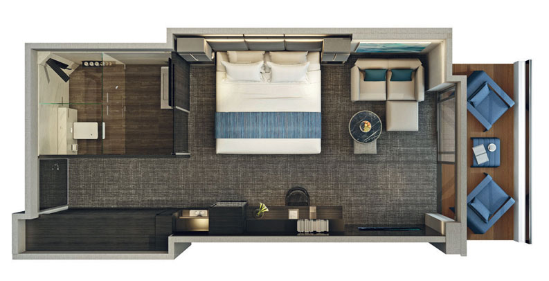 Layout of the Deluxe Verandah Suite on the Scenic Eclipse