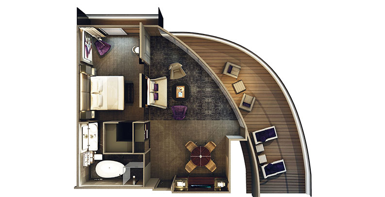 Layout of the Grand Panorama Suite on the Scenic Eclipse
