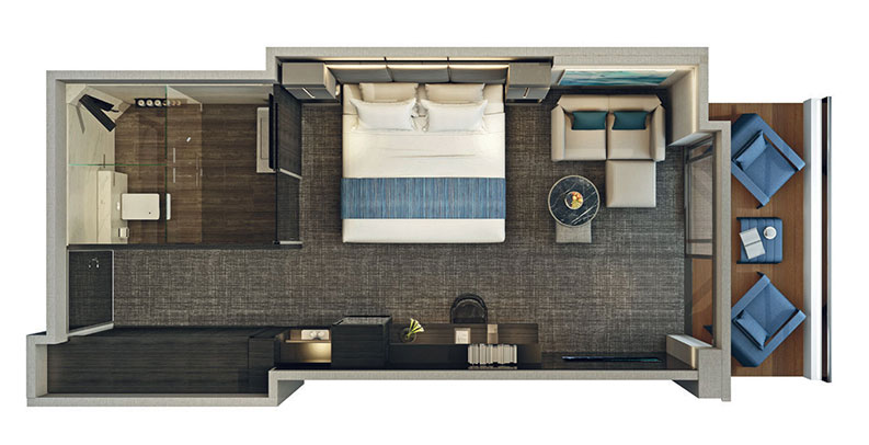 Layout of the Verandah Suite on the Scenic Eclipse II