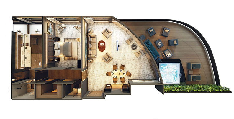 Layout of the Owner's Penthouse Suite on the Scenic Eclipse II